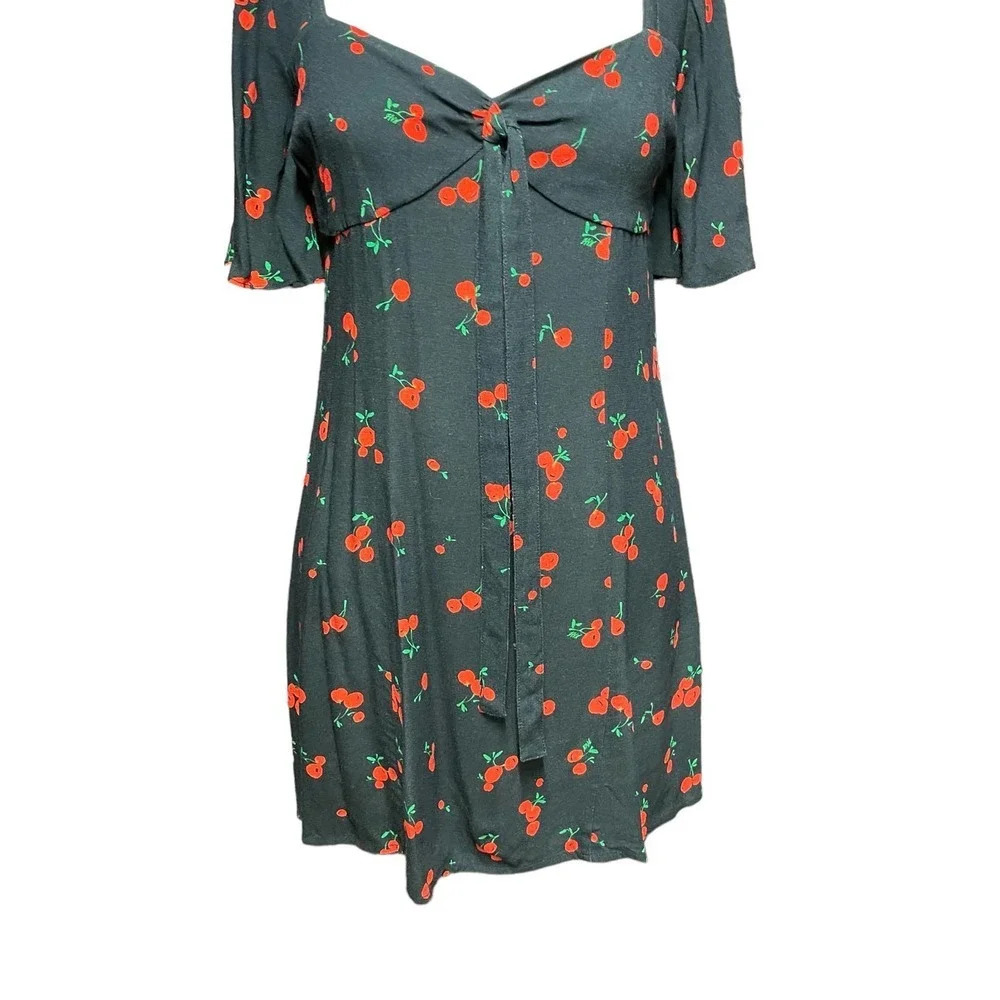 Hvn Black Cherry Print Emily Sweetheart Mini Dress Size 2 — image 4 of 8